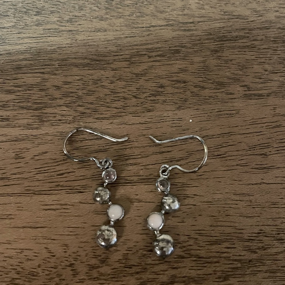 Silver and Pink Gem Earrings.